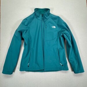The North Face Apex Bionic Jacket Womens XL Teal Green Softshell Full Zip Fleece